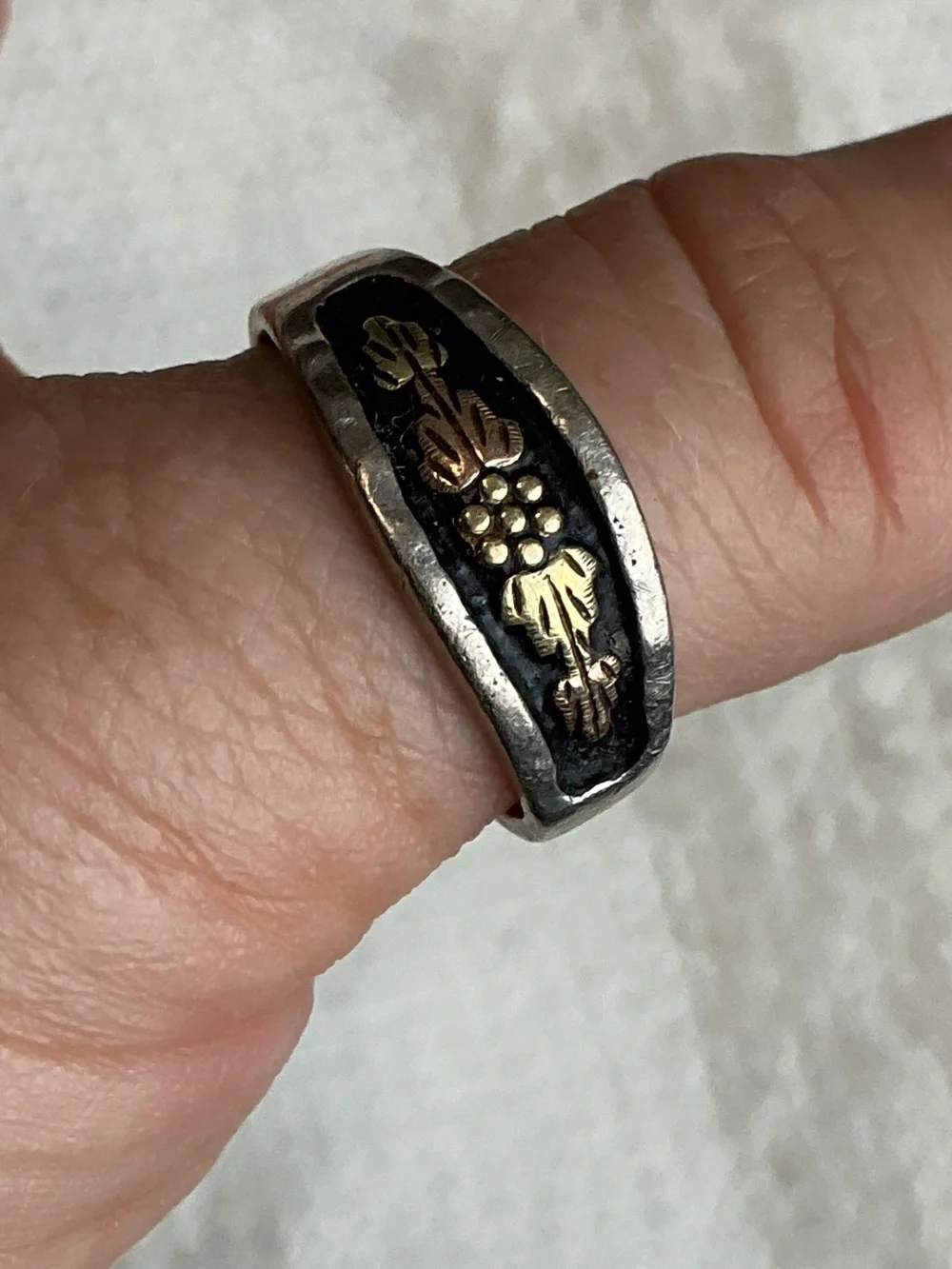 Vintage Dakota Designs .925 Signature Leaf and Flower Ring size 12